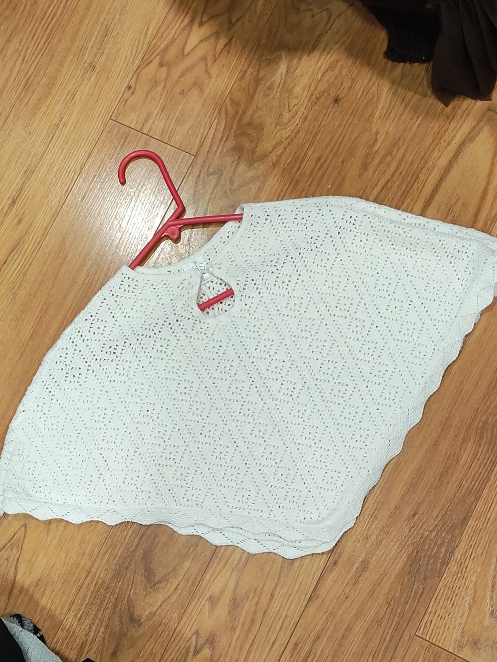 Studio Kids Ivory Eyelet Knit Cardigan with Pearl Button